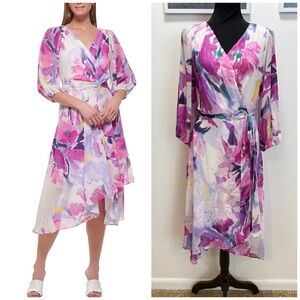 DKNY faux wrap dress multicolor